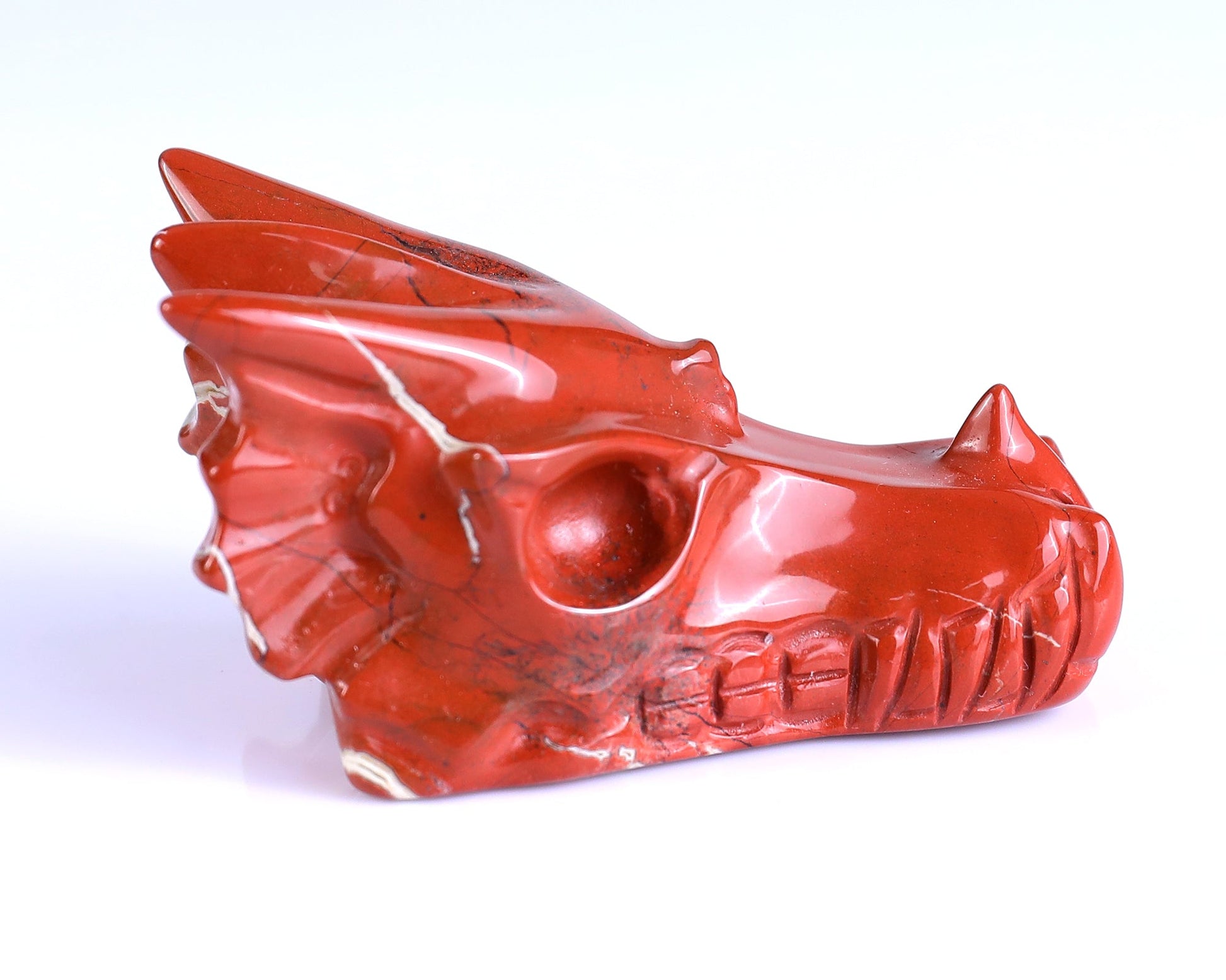 Nicedony 3.0" Red Jasper Hand Carved Crystal Dragon Skull Sculpture - View 3