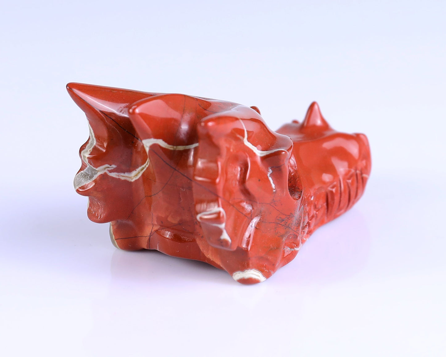 Nicedony 3.0" Red Jasper Hand Carved Crystal Dragon Skull Sculpture - View 4