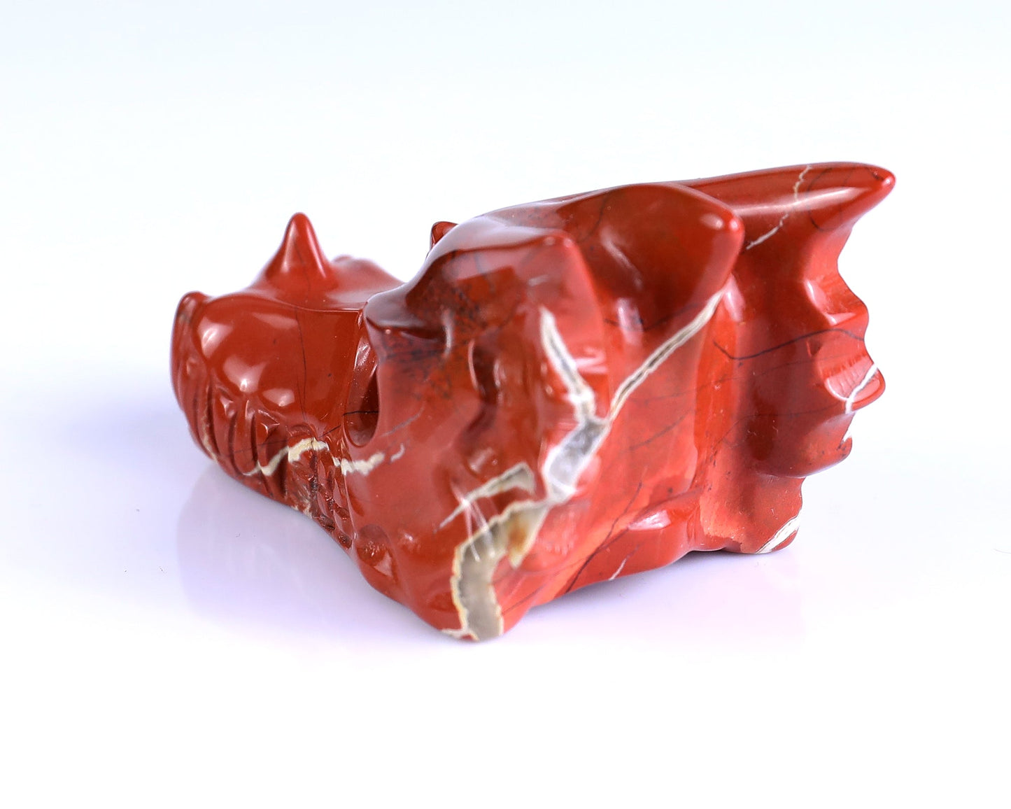 Nicedony 3.0" Red Jasper Hand Carved Crystal Dragon Skull Sculpture - View 6