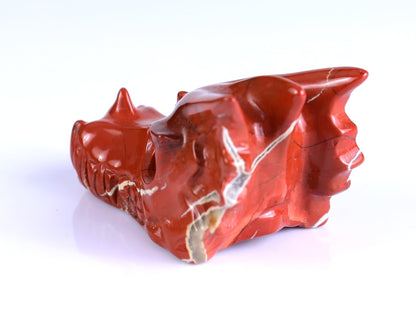 Nicedony 3.0" Red Jasper Hand Carved Crystal Dragon Skull Sculpture - View 6