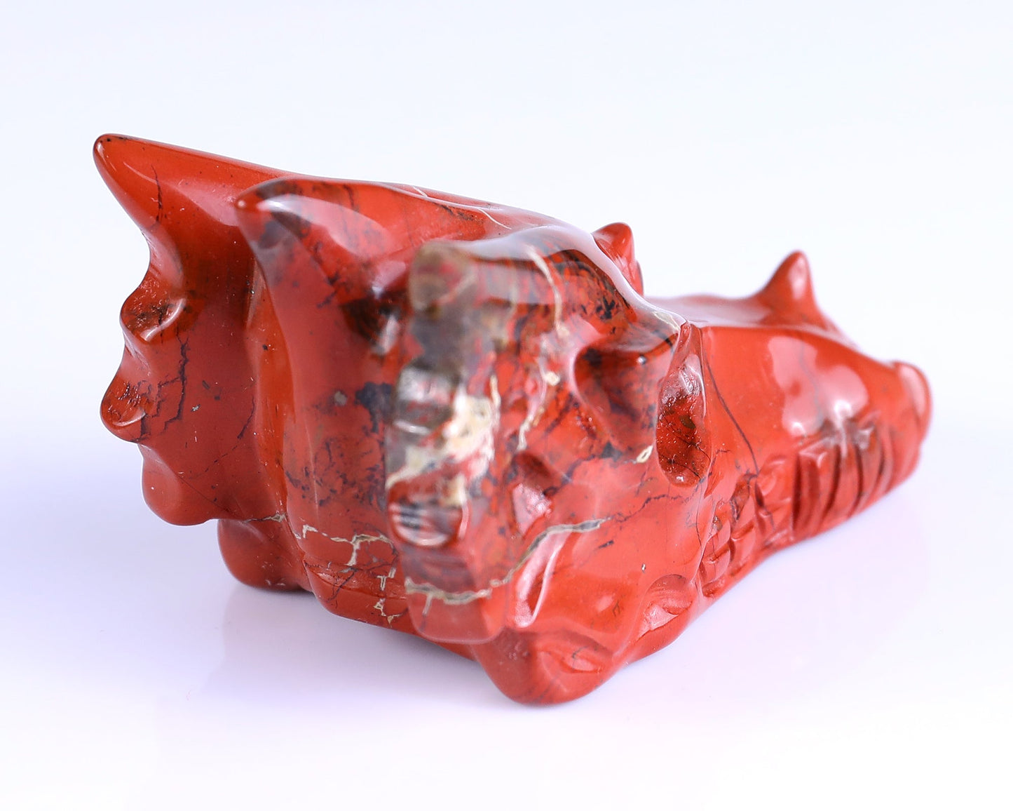 Nicedony 3.0" Red Jasper Hand Carved Crystal Dragon Skull Sculpture - View 13