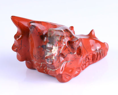 Nicedony 3.0" Red Jasper Hand Carved Crystal Dragon Skull Sculpture - View 13