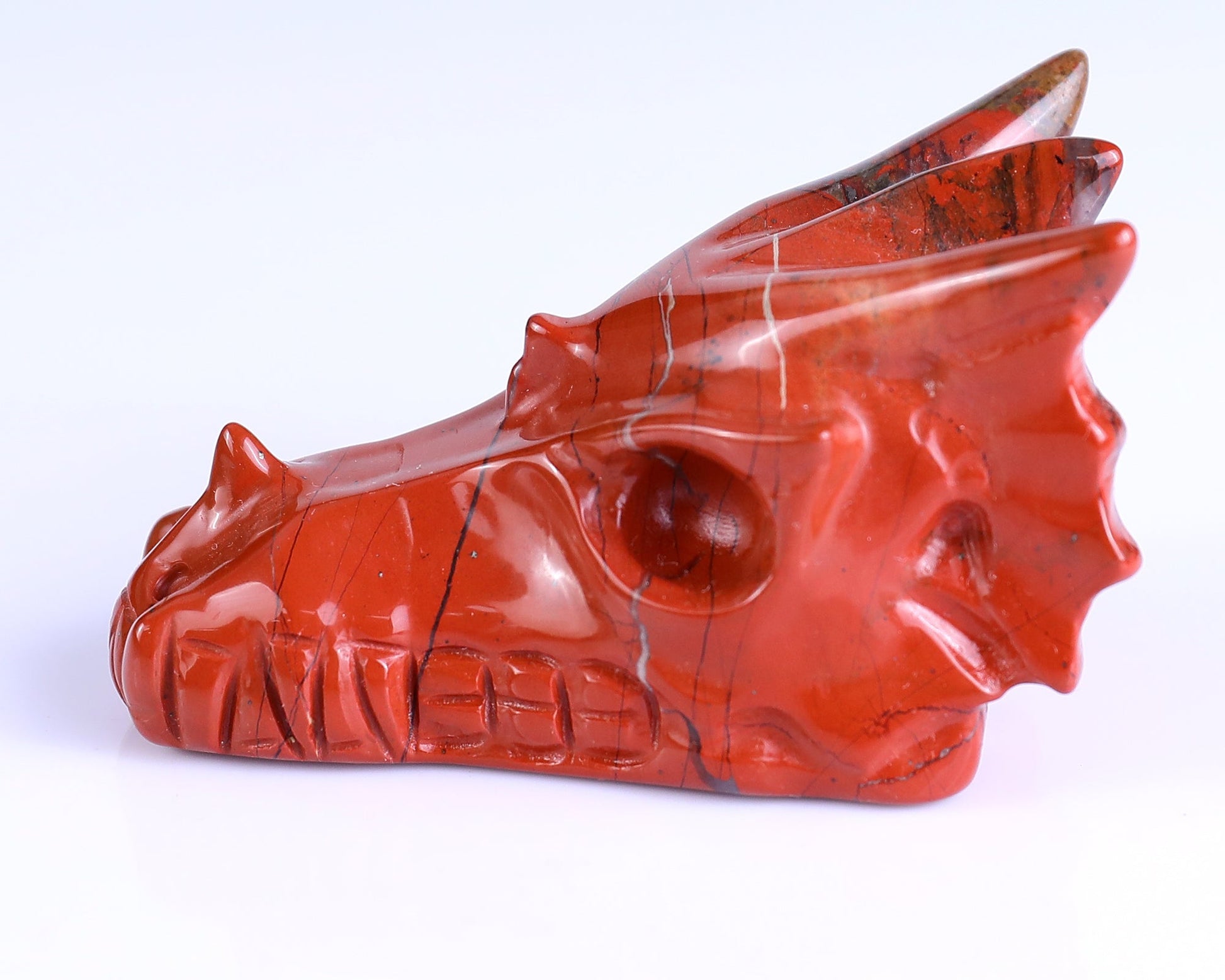 Nicedony 3.0" Red Jasper Hand Carved Crystal Dragon Skull Sculpture - View 16