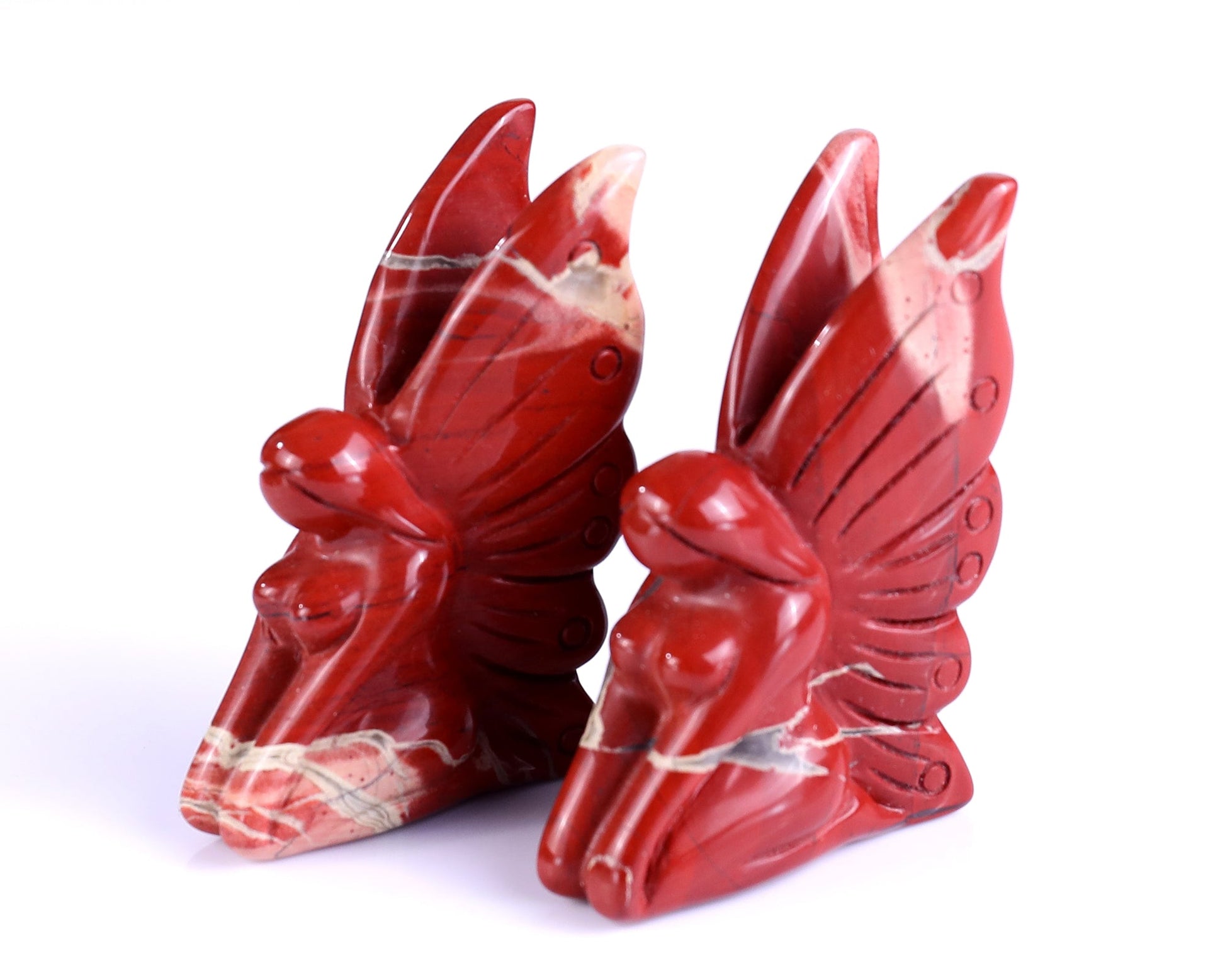 Nicedony 3.0" Red Jasper Hand Carved Crystal Flower Faerie Sculpture