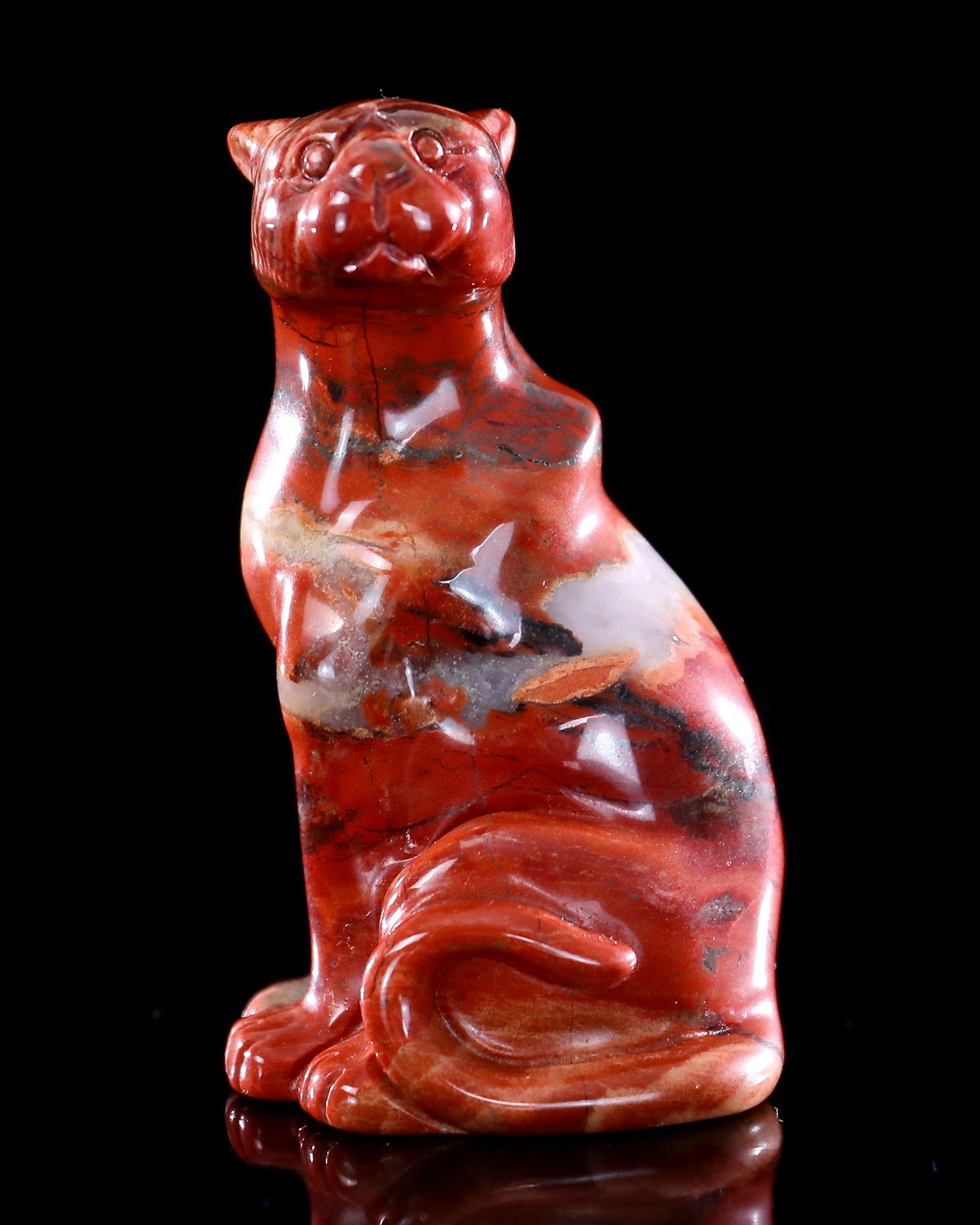 Nicedony 3.0" Red Jasper Hand Carved Crystal Leopard Sculpture - View 6
