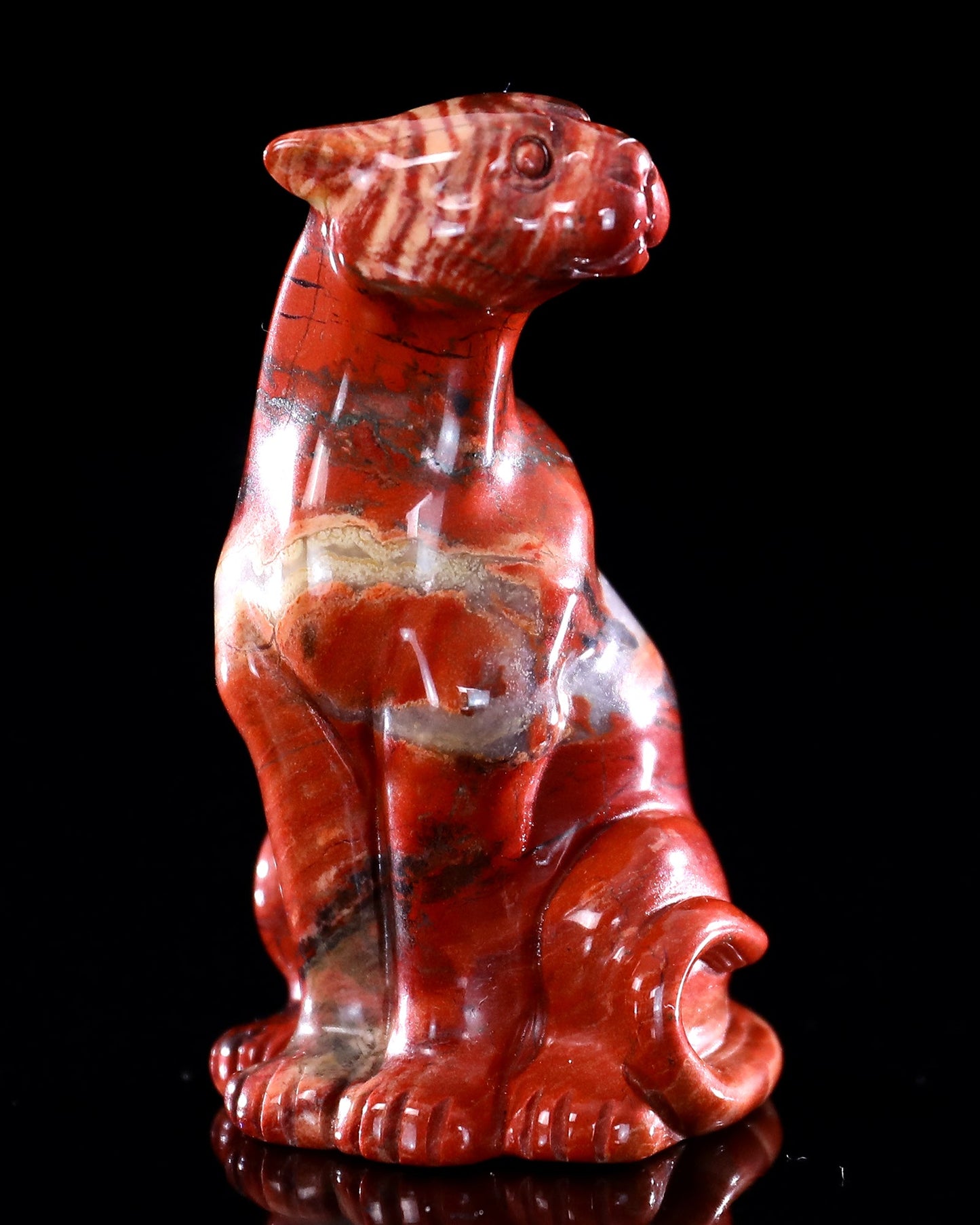 Nicedony 3.0" Red Jasper Hand Carved Crystal Leopard Sculpture - View 7