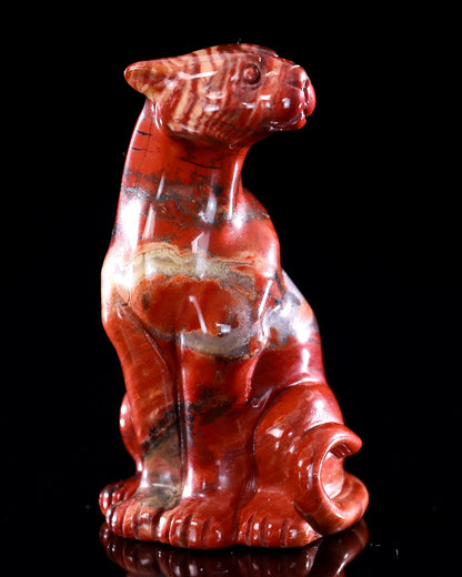 Nicedony 3.0" Red Jasper Hand Carved Crystal Leopard Sculpture - View 7