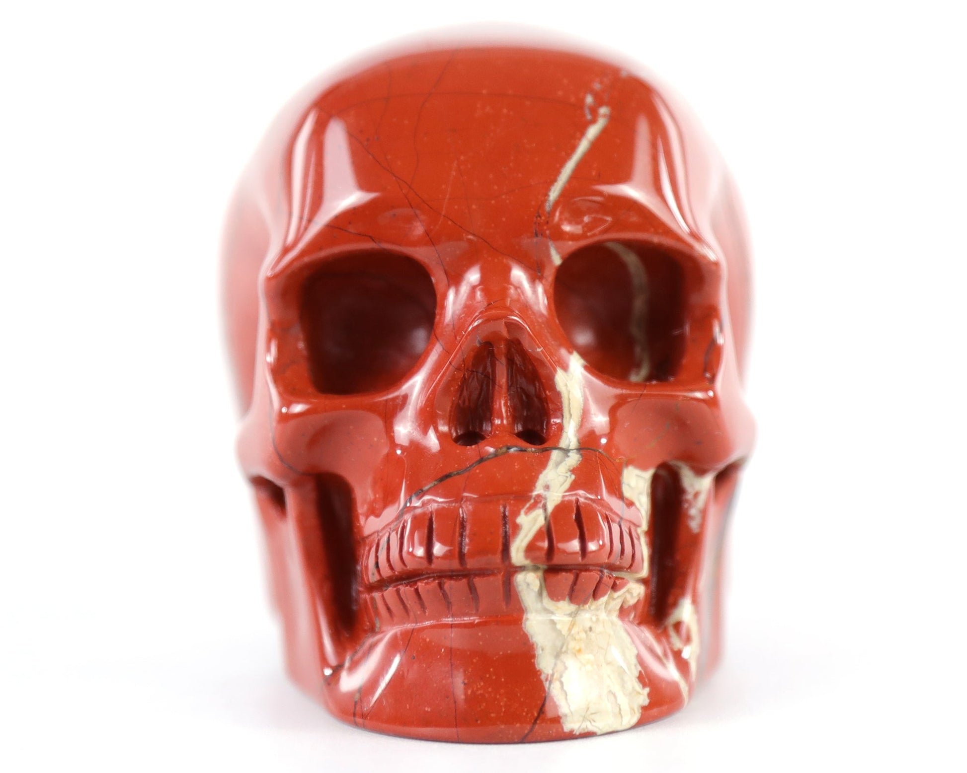Nicedony 3.0" Red Jasper Hand Carved Realistic Skull Sculpture - View 3