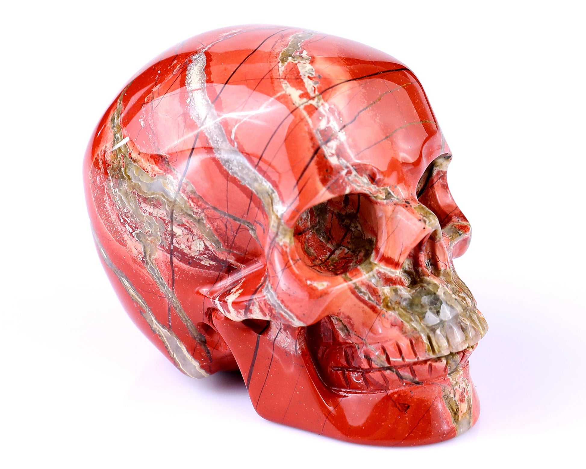Nicedony 3.0" Red Jasper Hand Carved Realistic Skull Sculpture - View 12