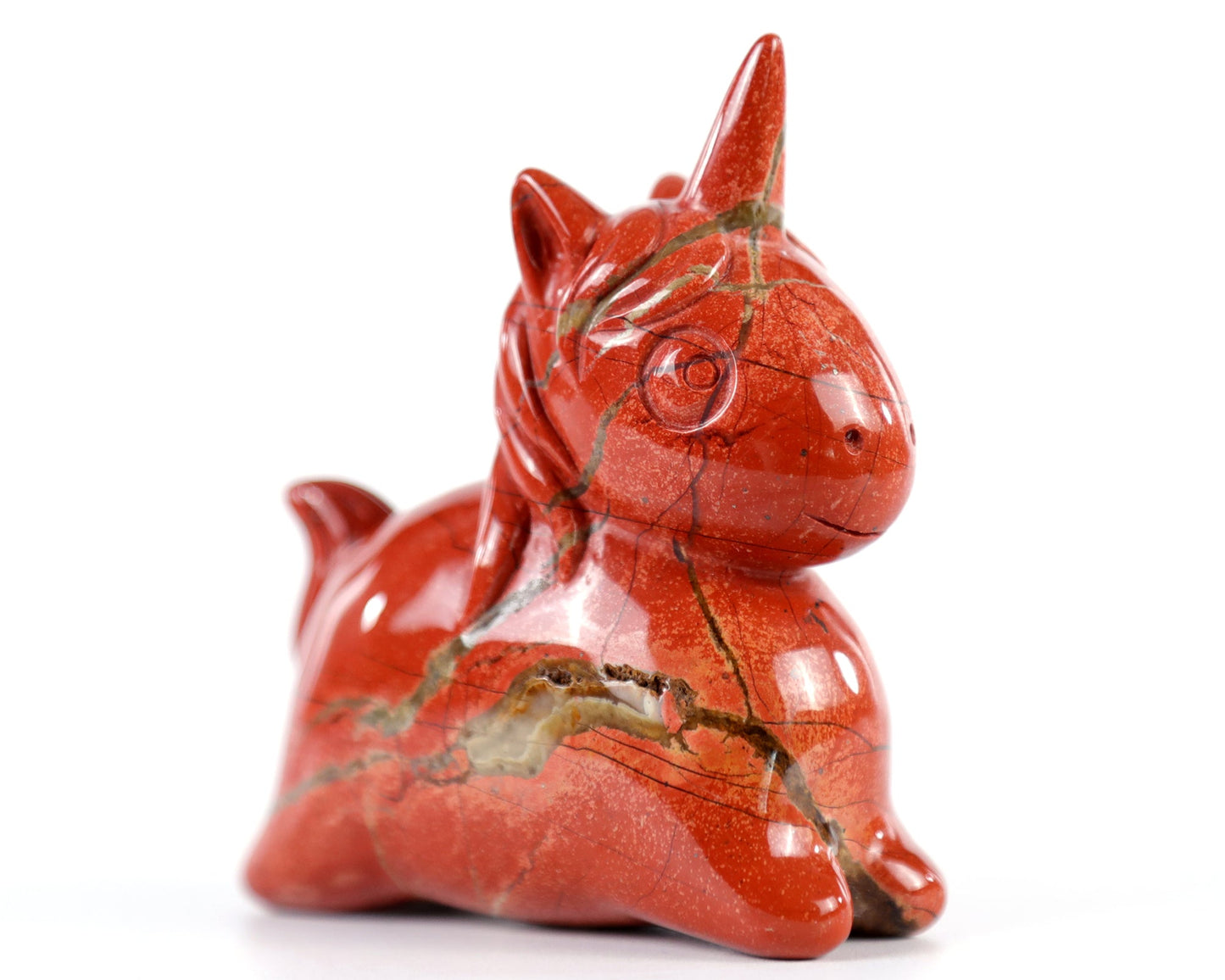 Nicedony 3.0" Red Jasper Hand Carved Crystal Unicorn Sculpture - View 4