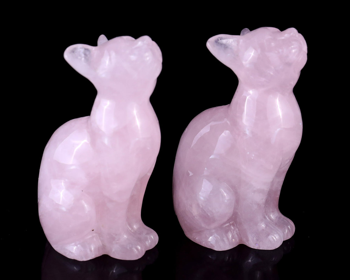 Nicedony 3.0" Rose Quartz Hand Carved Crystal Cat Sculpture - View 8