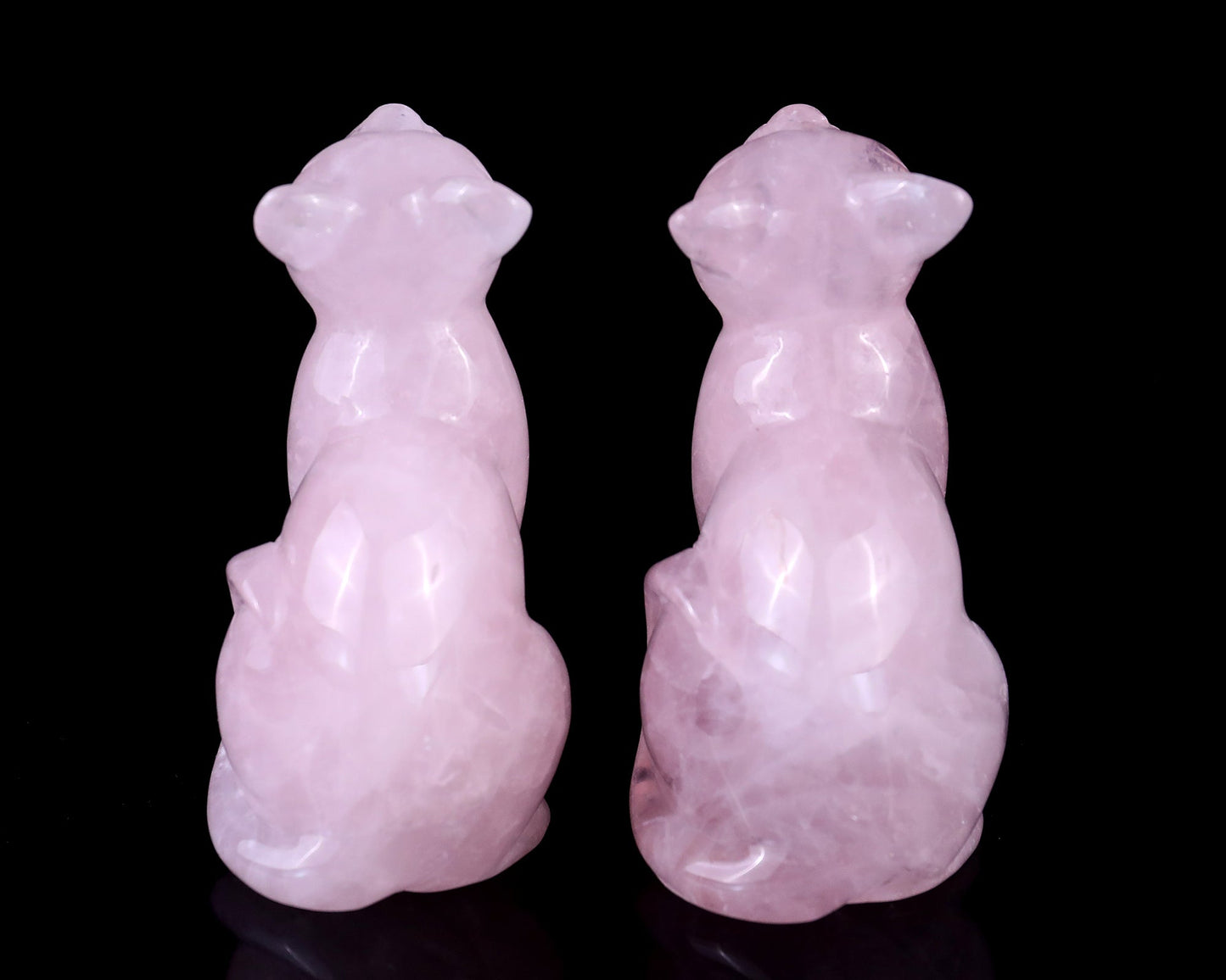 Nicedony 3.0" Rose Quartz Hand Carved Crystal Cat Sculpture - View 5