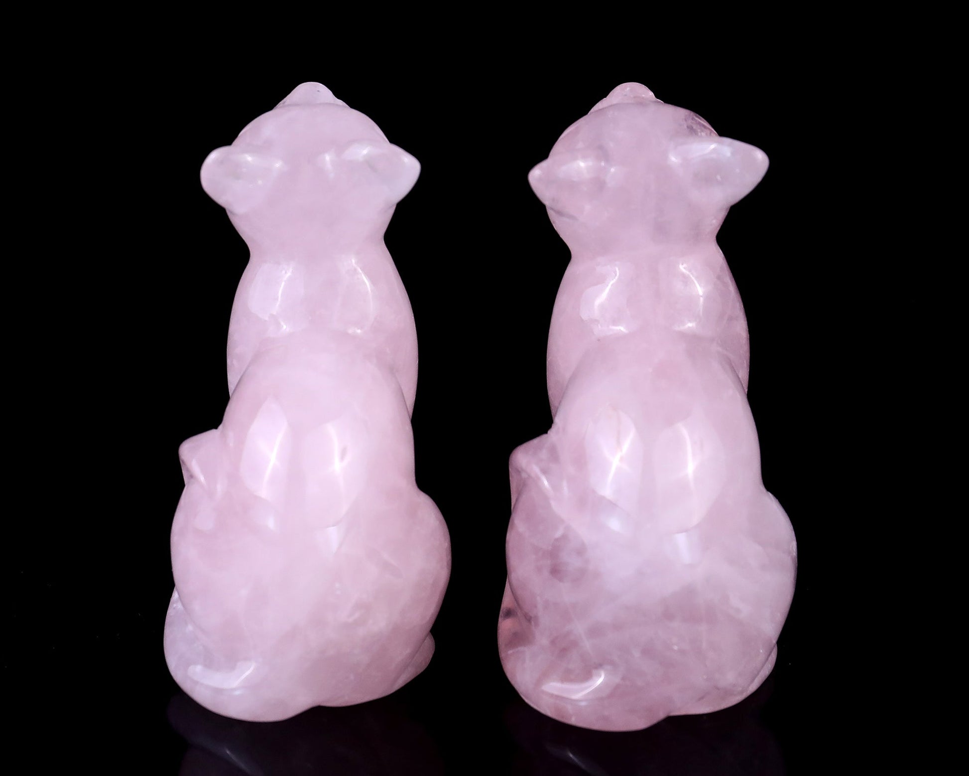 Nicedony 3.0" Rose Quartz Hand Carved Crystal Cat Sculpture - View 5