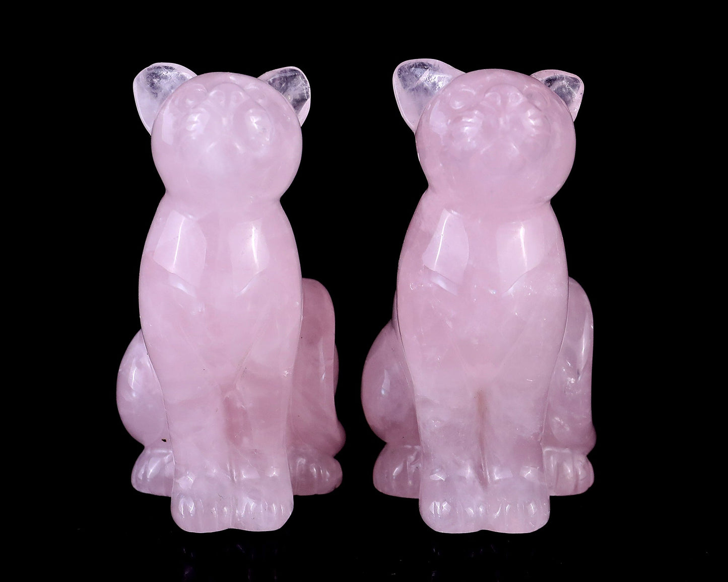 Nicedony 3.0" Rose Quartz Hand Carved Crystal Cat Sculpture - View 2