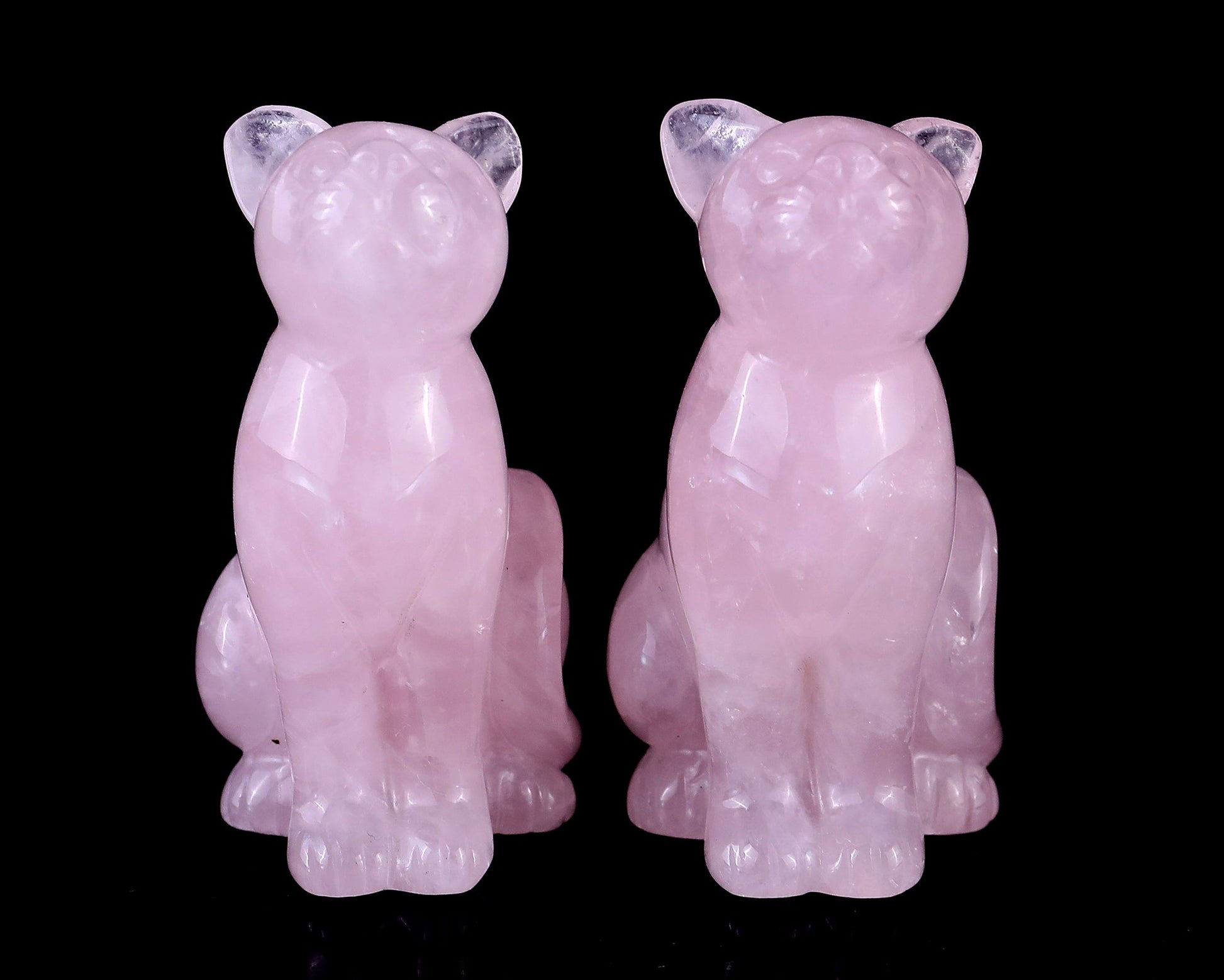 Nicedony 3.0" Rose Quartz Hand Carved Crystal Cat Sculpture - View 2