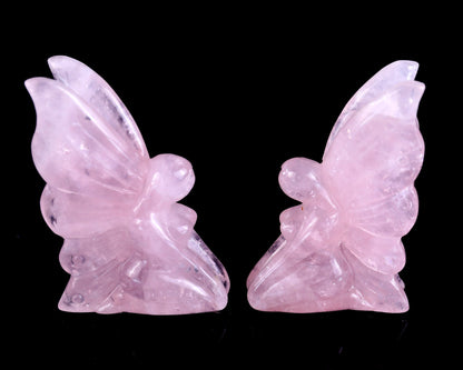 Nicedony 3.0" Rose Quartz Hand Carved Crystal Flower Faerie Sculpture - View 4
