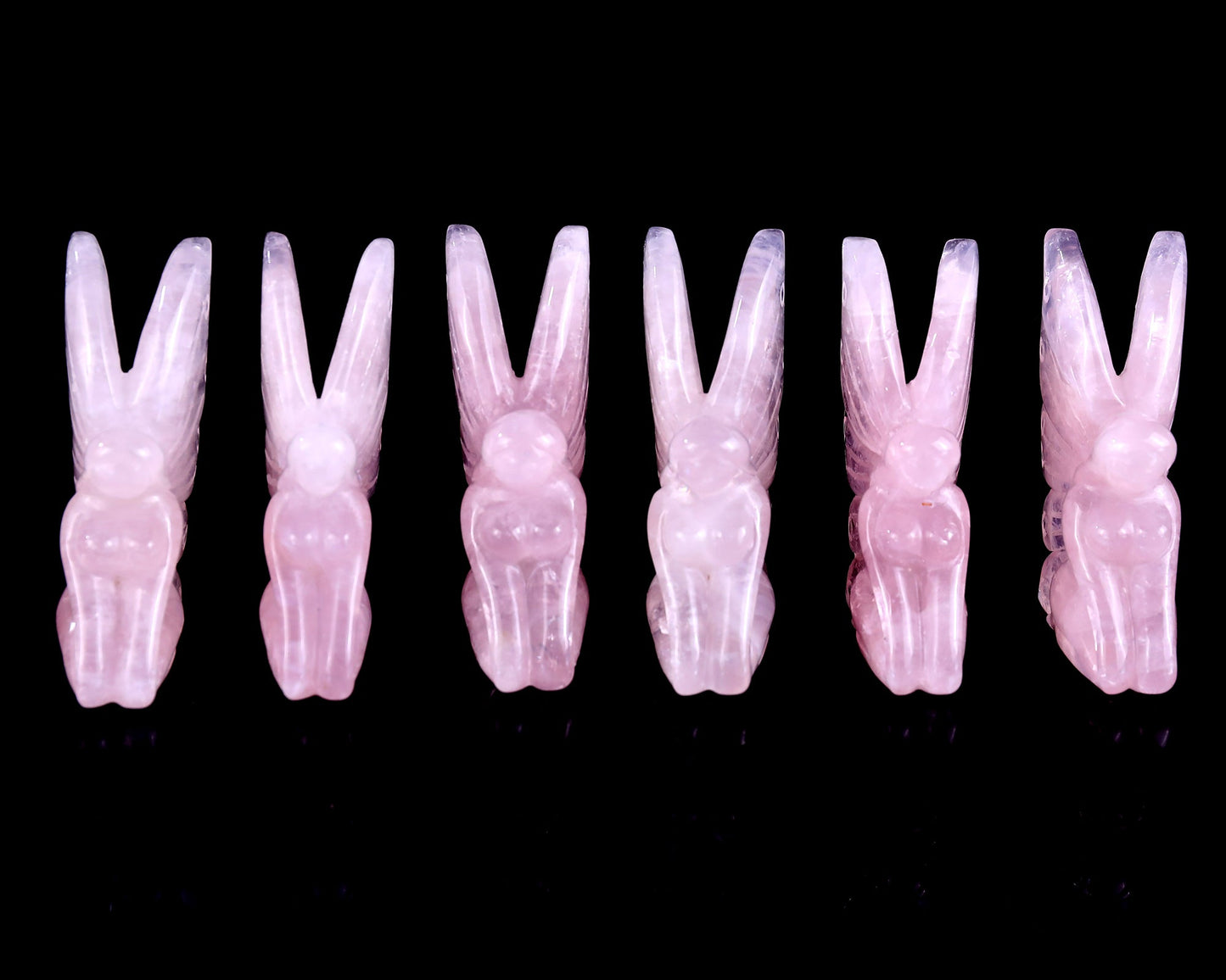 Nicedony 3.0" Rose Quartz Hand Carved Crystal Flower Faerie Sculpture - View 2