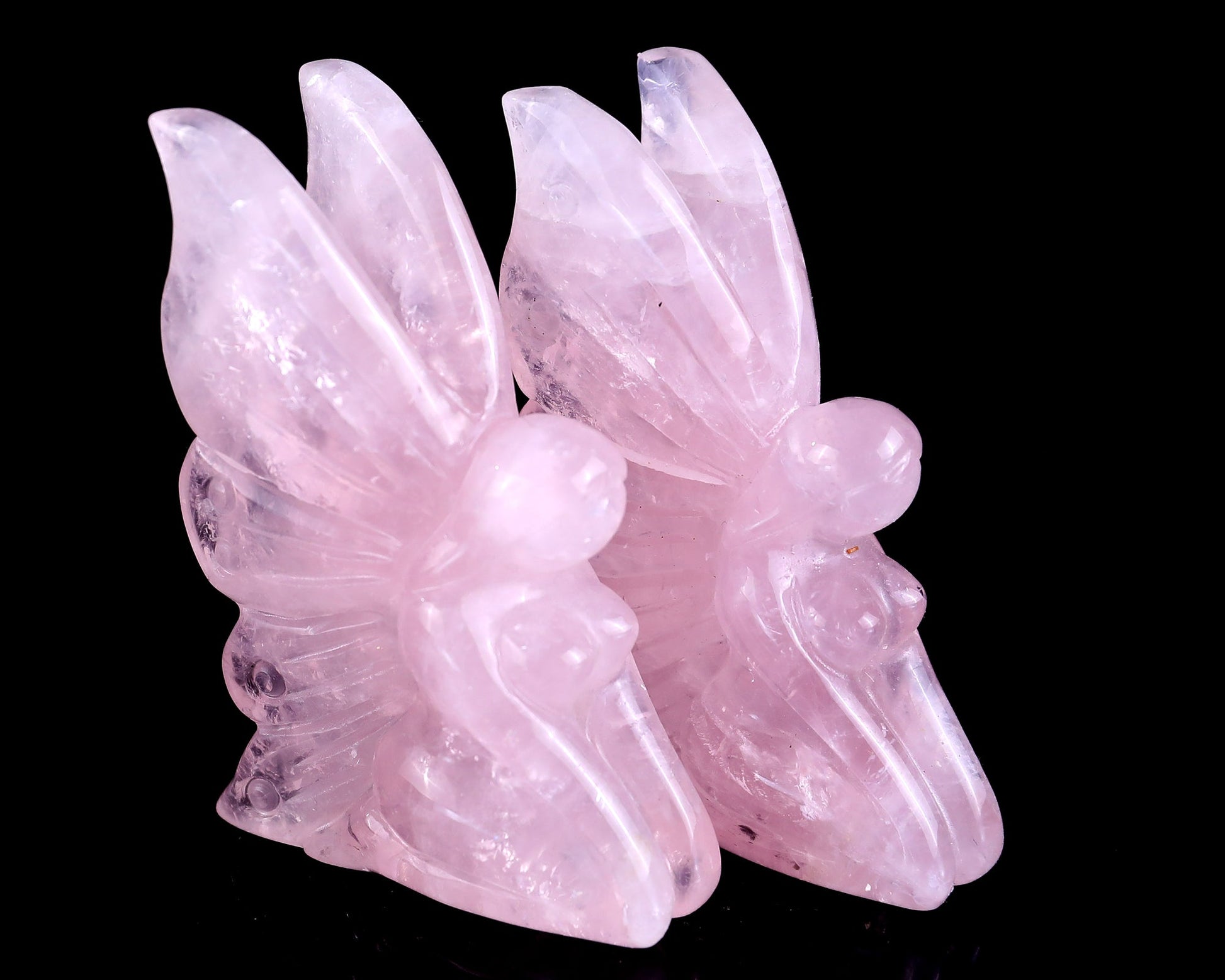 Nicedony 3.0" Rose Quartz Hand Carved Crystal Flower Faerie Sculpture - View 8