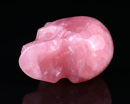 Nicedony 3.0" Rose Quartz Hand Carved Realistic Skull Sculpture - View 6