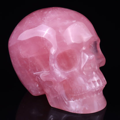 Nicedony 3.0" Rose Quartz Hand Carved Realistic Skull Sculpture - View 8