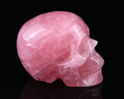 Nicedony 3.0" Rose Quartz Hand Carved Realistic Skull Sculpture - View 3