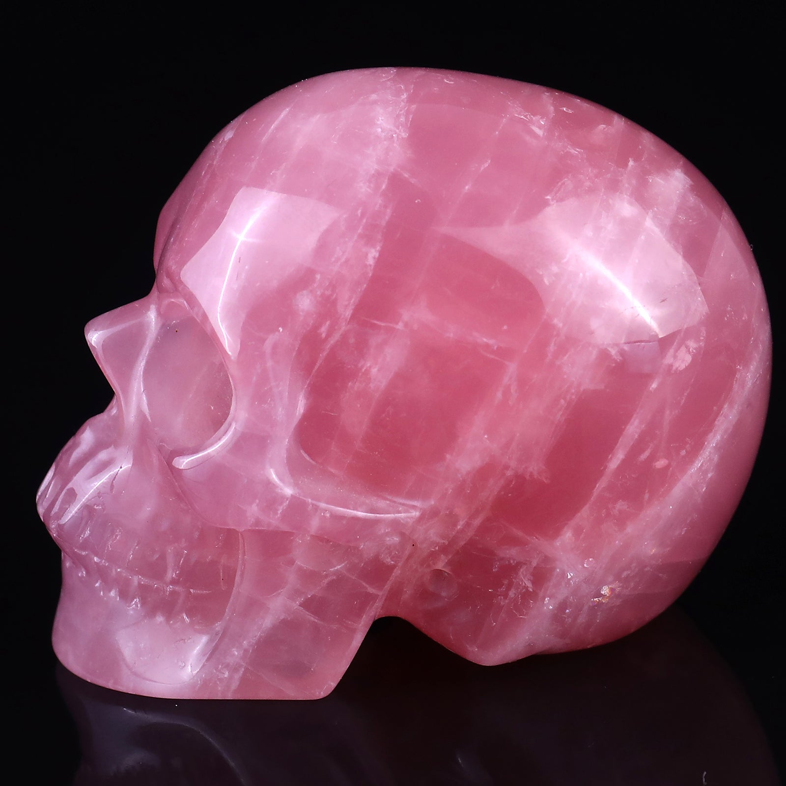 Nicedony 3.0" Rose Quartz Hand Carved Realistic Skull Sculpture - View 11