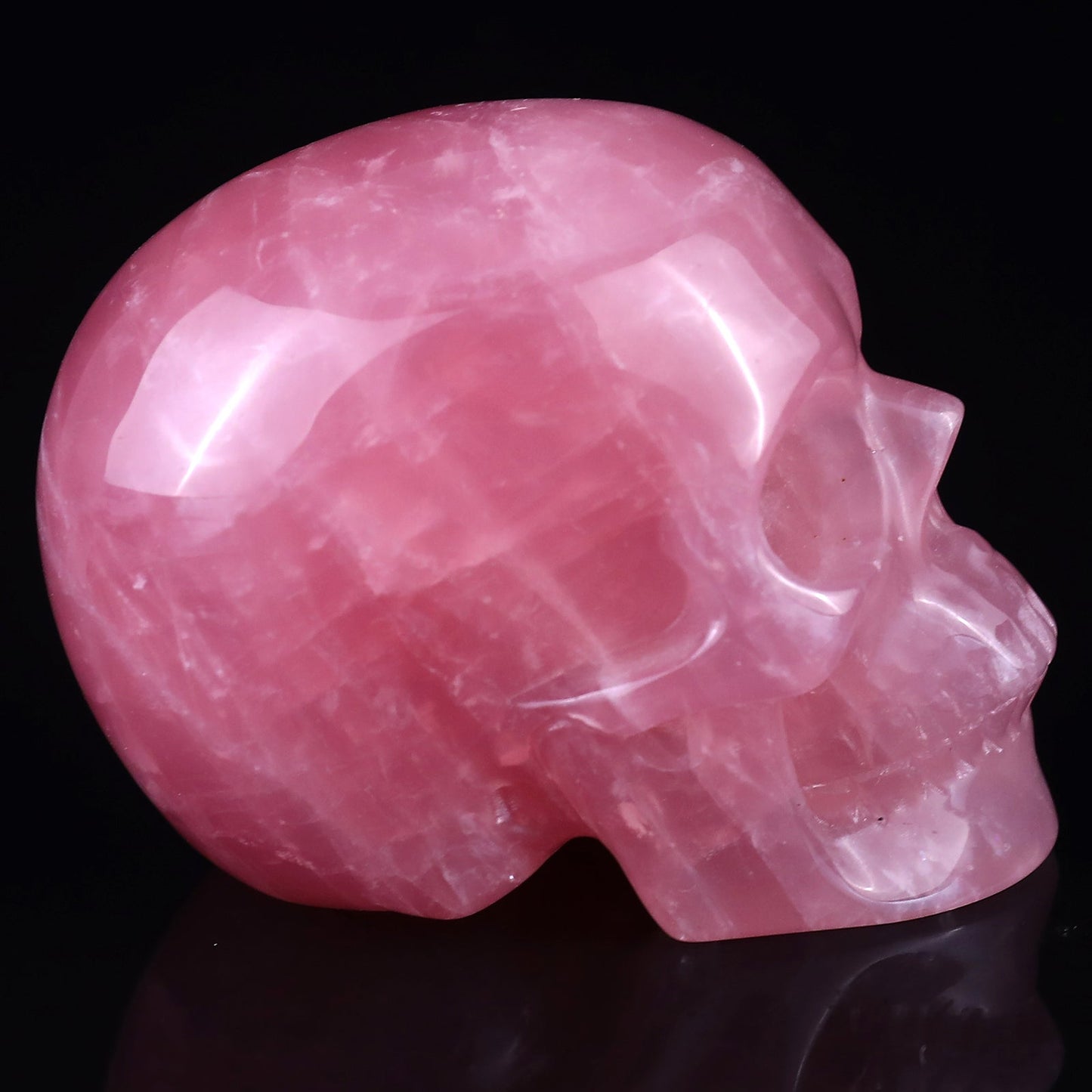 Nicedony 3.0" Rose Quartz Hand Carved Realistic Skull Sculpture - View 10
