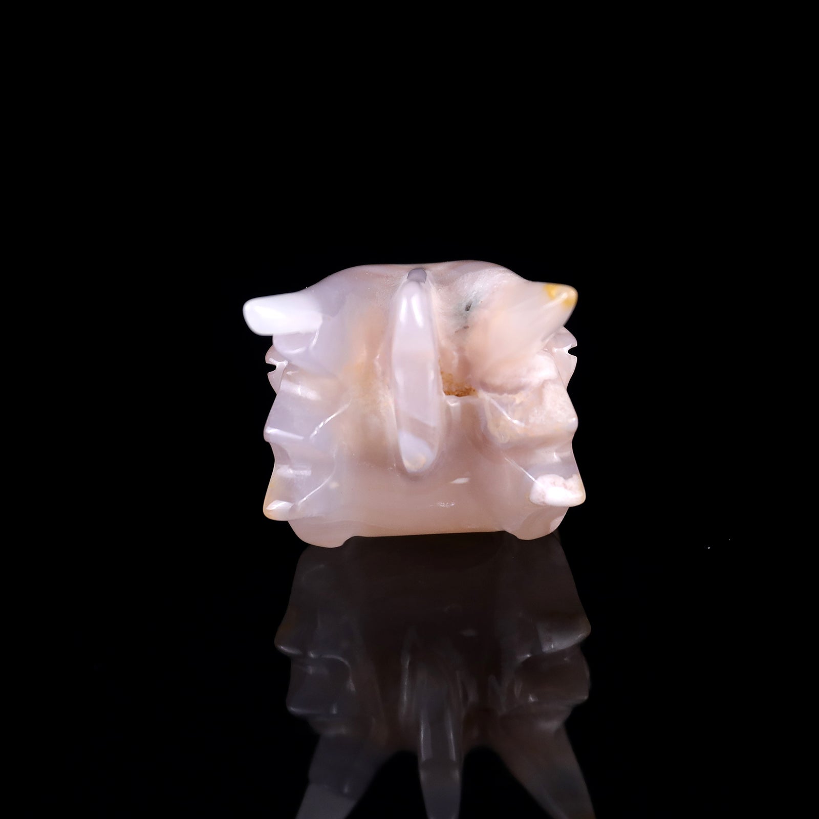 Nicedony 3.0" Sakura Agate Hand Carved Phoenix Skull Sculpture - View 5