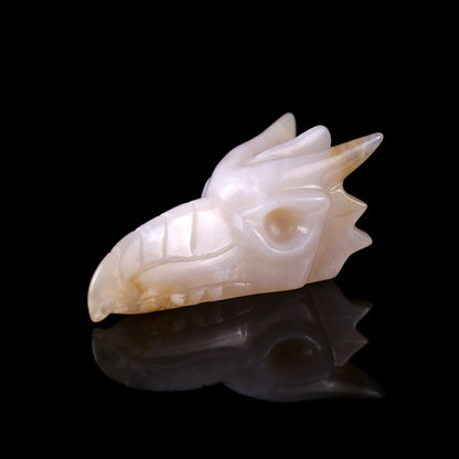 Nicedony 3.0" Sakura Agate Hand Carved Phoenix Skull Sculpture - View 14