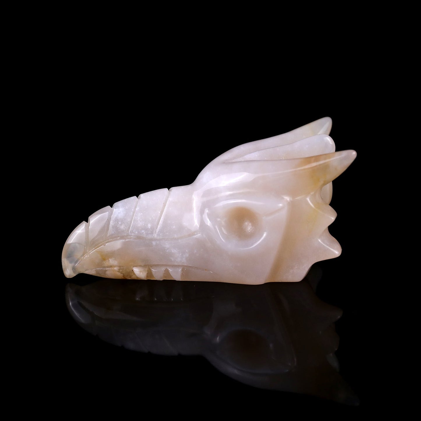 Nicedony 3.0" Sakura Agate Hand Carved Phoenix Skull Sculpture - View 11
