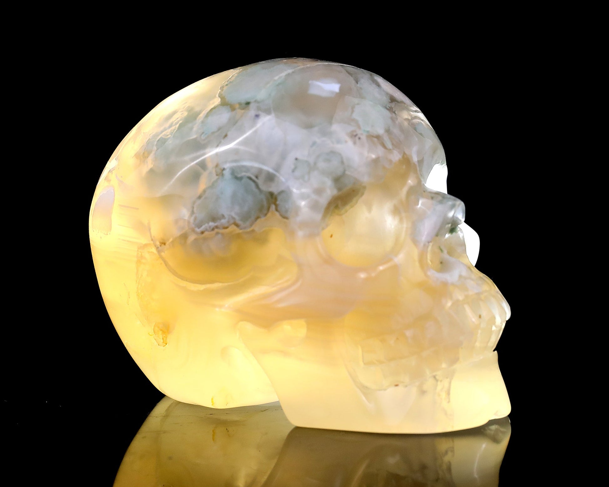 Nicedony 3.0" Sakura Agate Hand Carved Realistic Skull Sculpture - View 4
