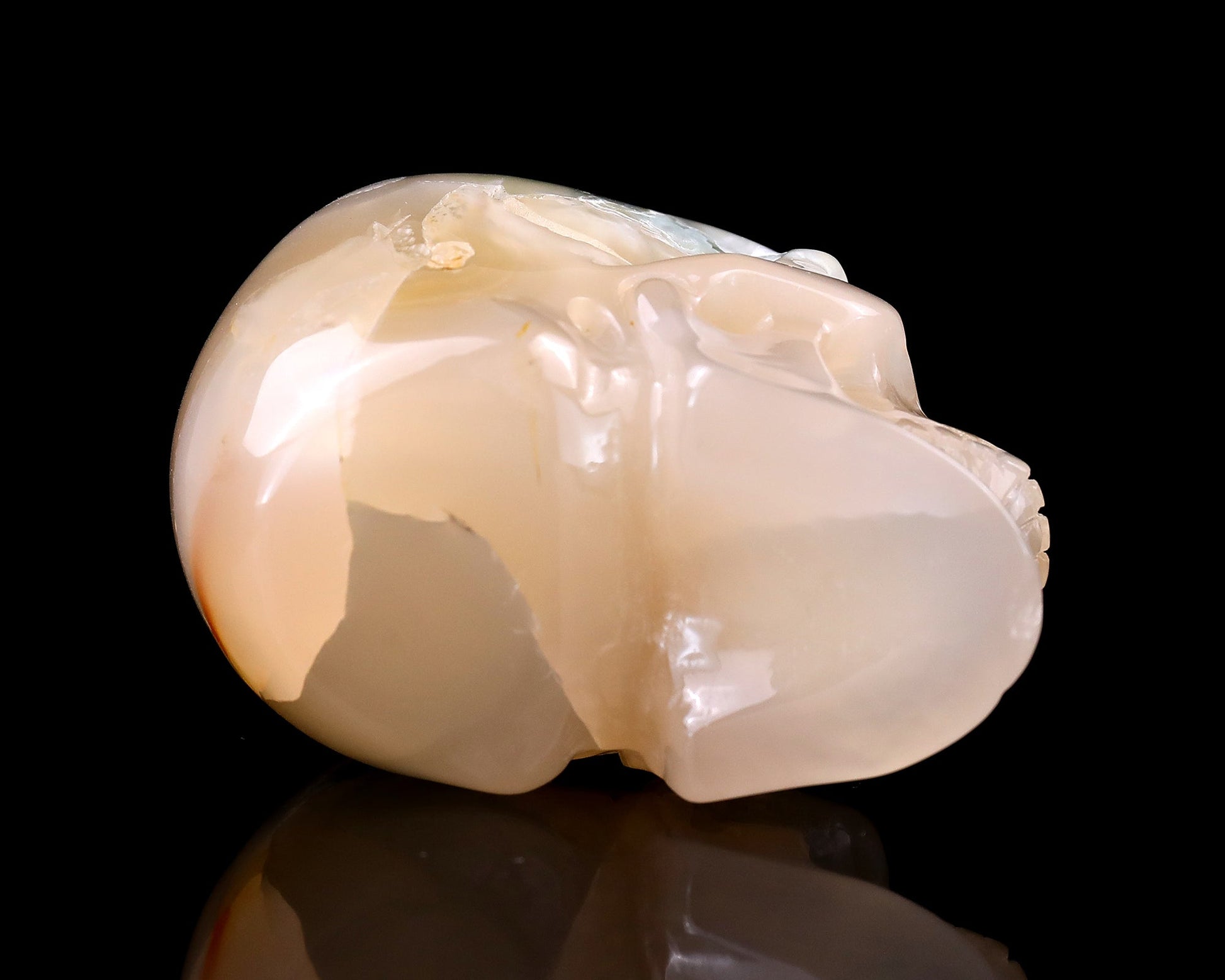 Nicedony 3.0" Sakura Agate Hand Carved Realistic Skull Sculpture - View 7