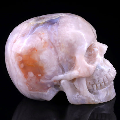 Nicedony 3.0" Sakura Agate Hand Carved Realistic Skull Sculpture - View 10