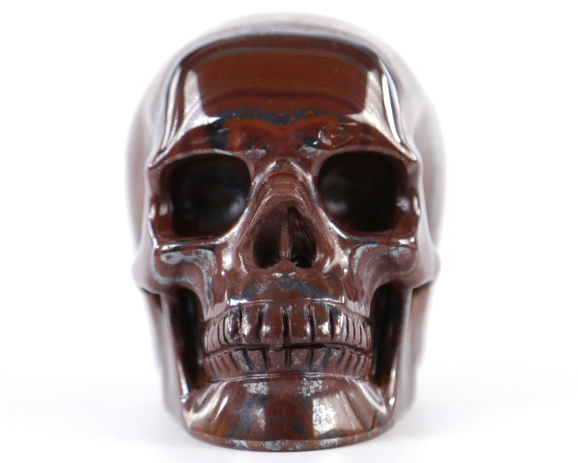 Nicedony 3.0" Tiger Iron Eye Hand Carved Realistic Skull Sculpture - View 3