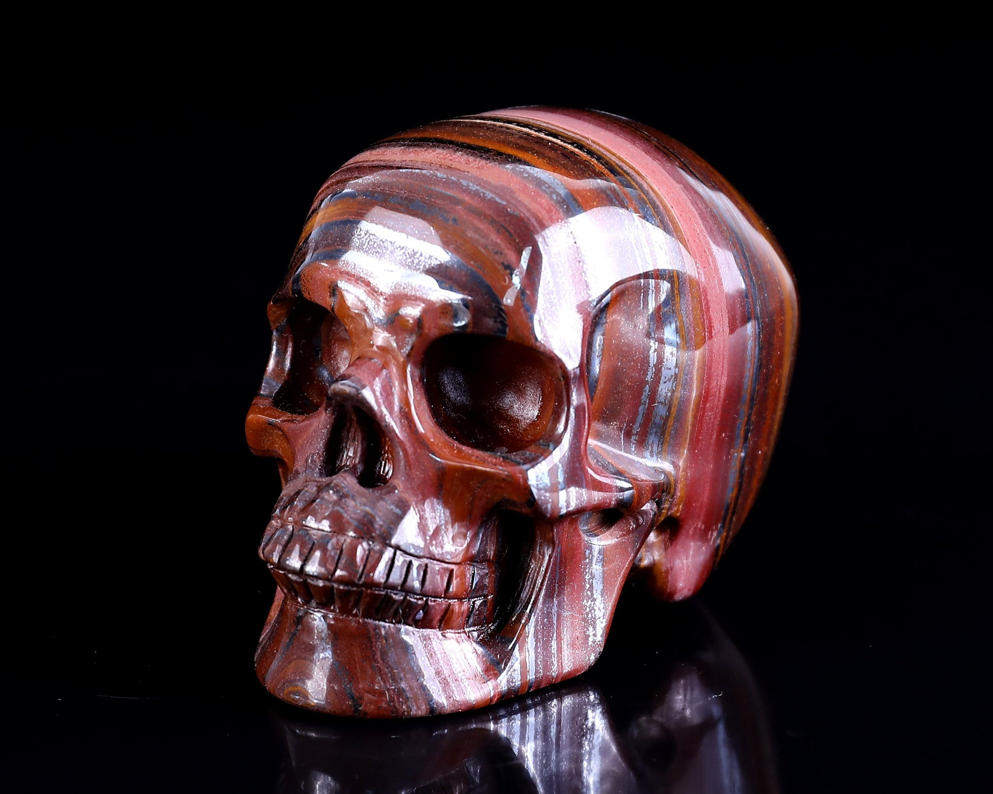 Nicedony 3.0" Tiger Iron Eye Hand Carved Realistic Skull Sculpture - View 16