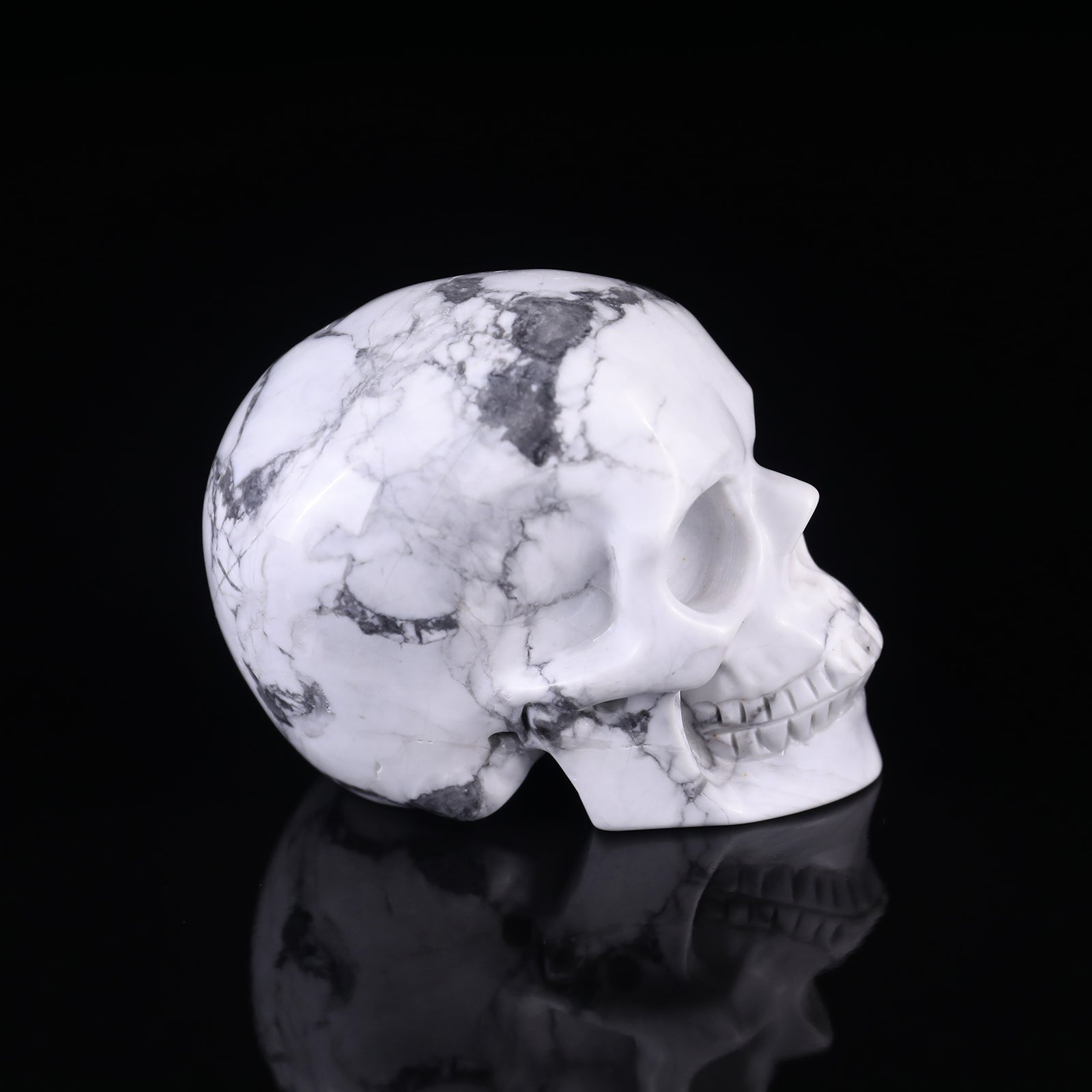 Nicedony 3.0" Howlite Hand Carved Crystal Realistic Skull Sculpture - View 10