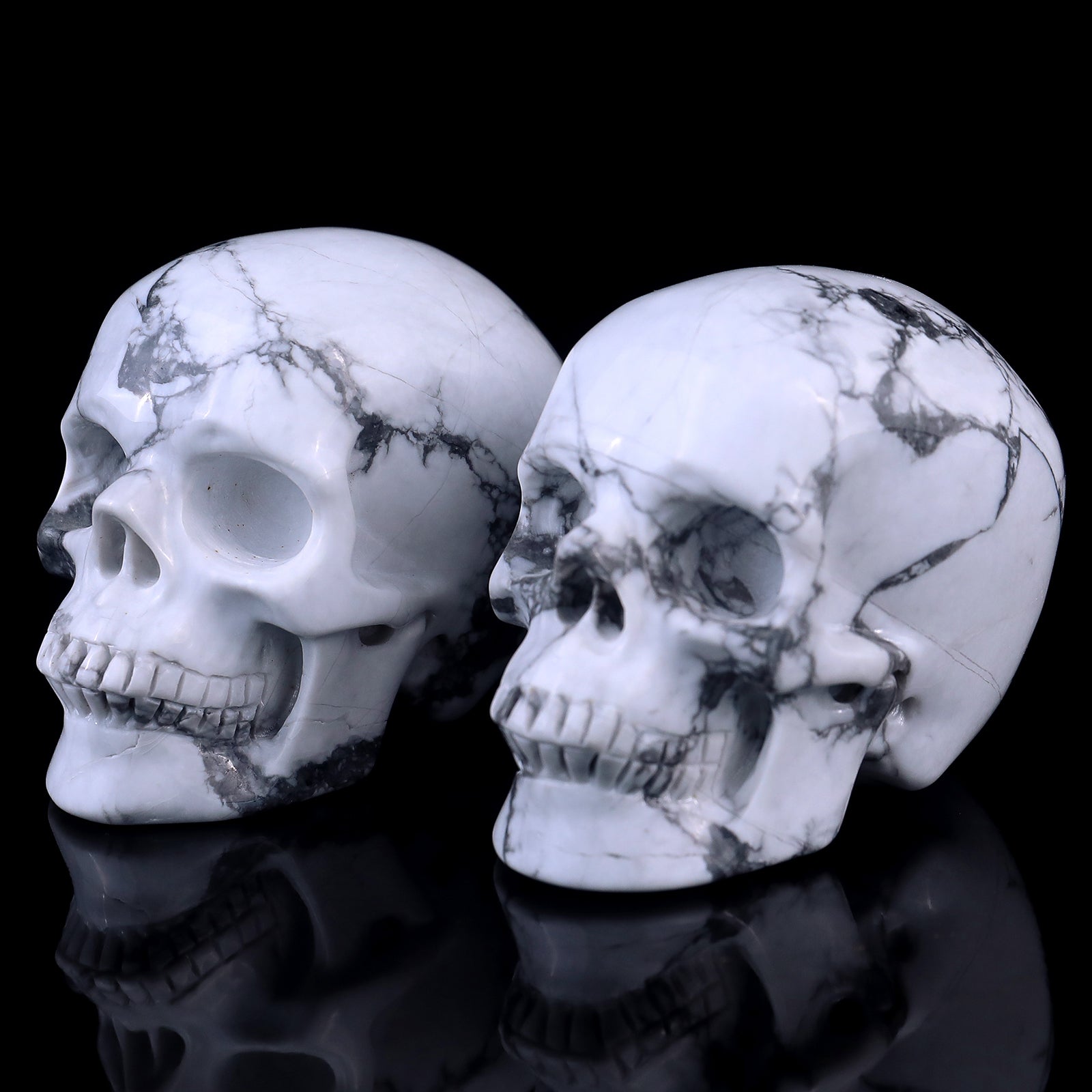 Nicedony 3.0" Howlite Hand Carved Crystal Realistic Skull Sculpture - View 20