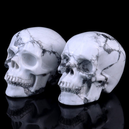 Nicedony 3.0" Howlite Hand Carved Crystal Realistic Skull Sculpture - View 20