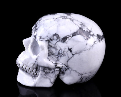 Nicedony 3.0" Howlite Hand Carved Crystal Realistic Skull Sculpture - View 4