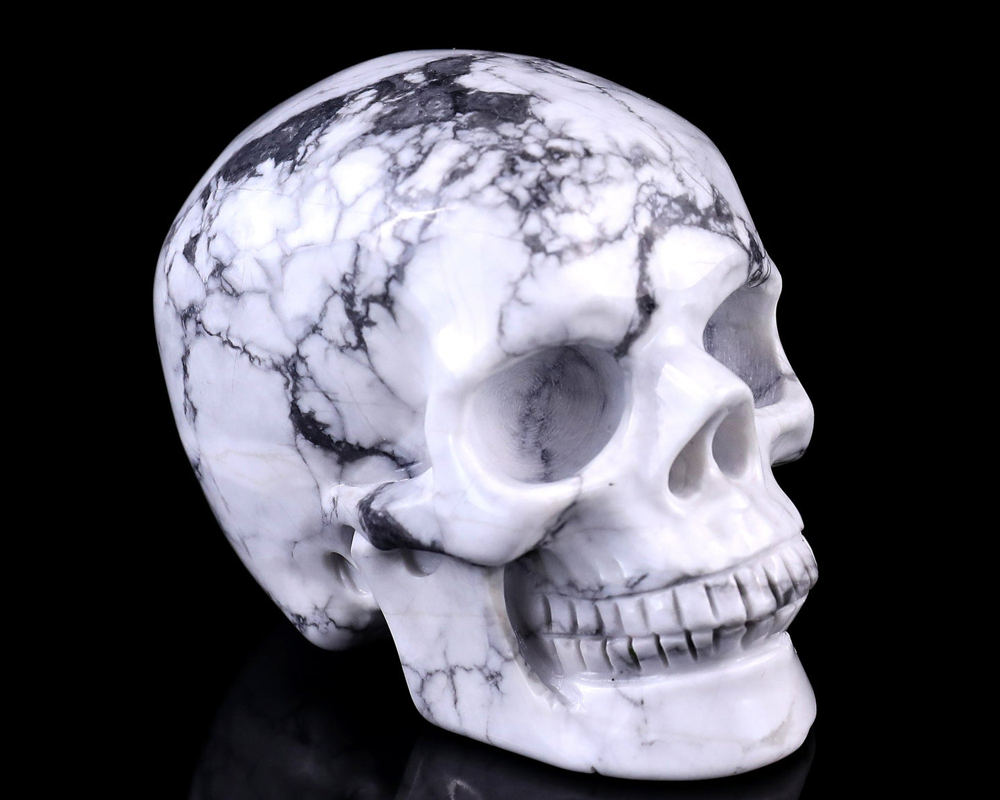 Nicedony 3.0" Howlite Hand Carved Crystal Realistic Skull Sculpture - #5100099