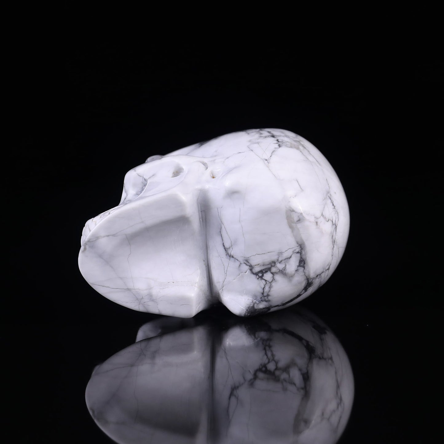 Nicedony 3.0" Howlite Hand Carved Crystal Realistic Skull Sculpture - View 13