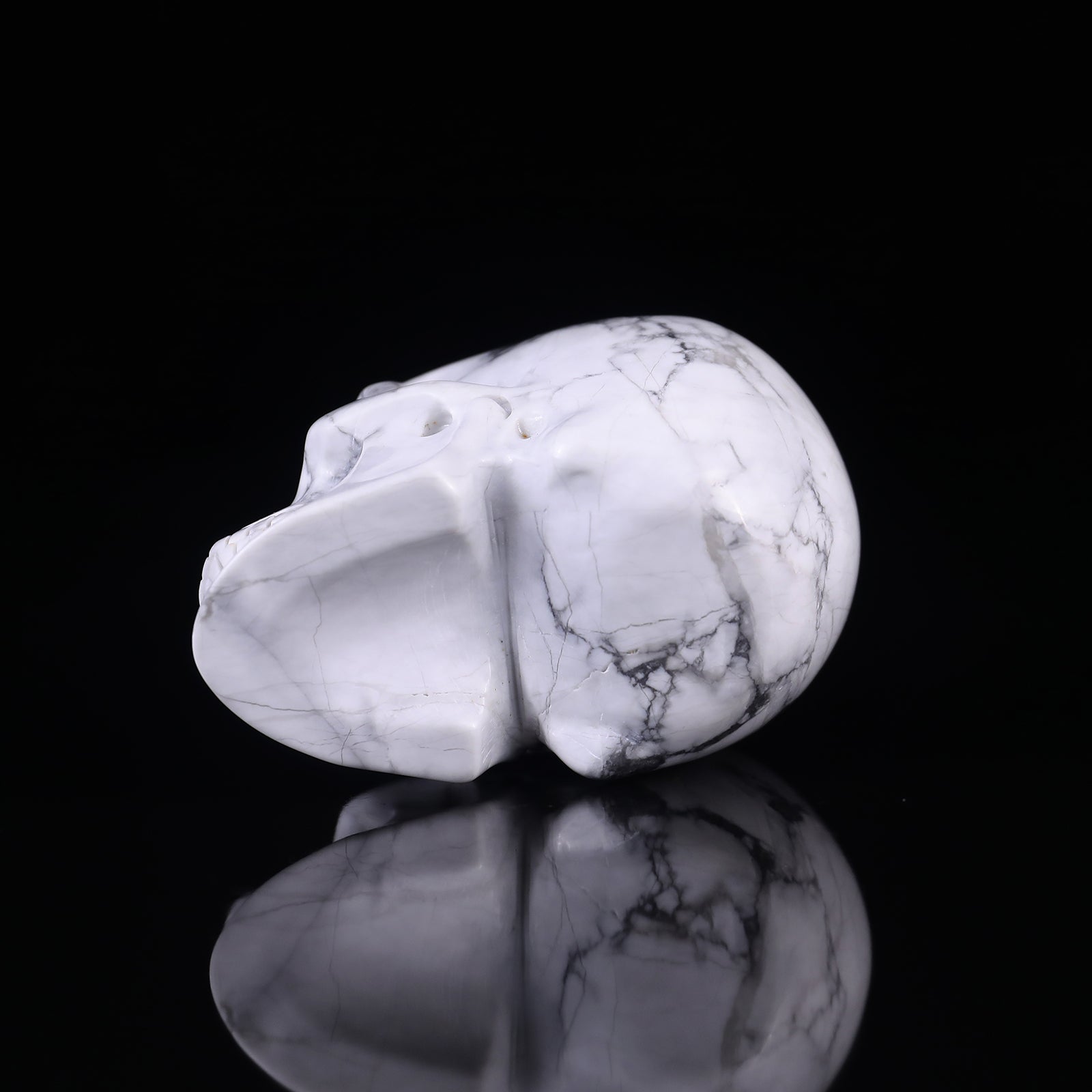 Nicedony 3.0" Howlite Hand Carved Crystal Realistic Skull Sculpture - View 13