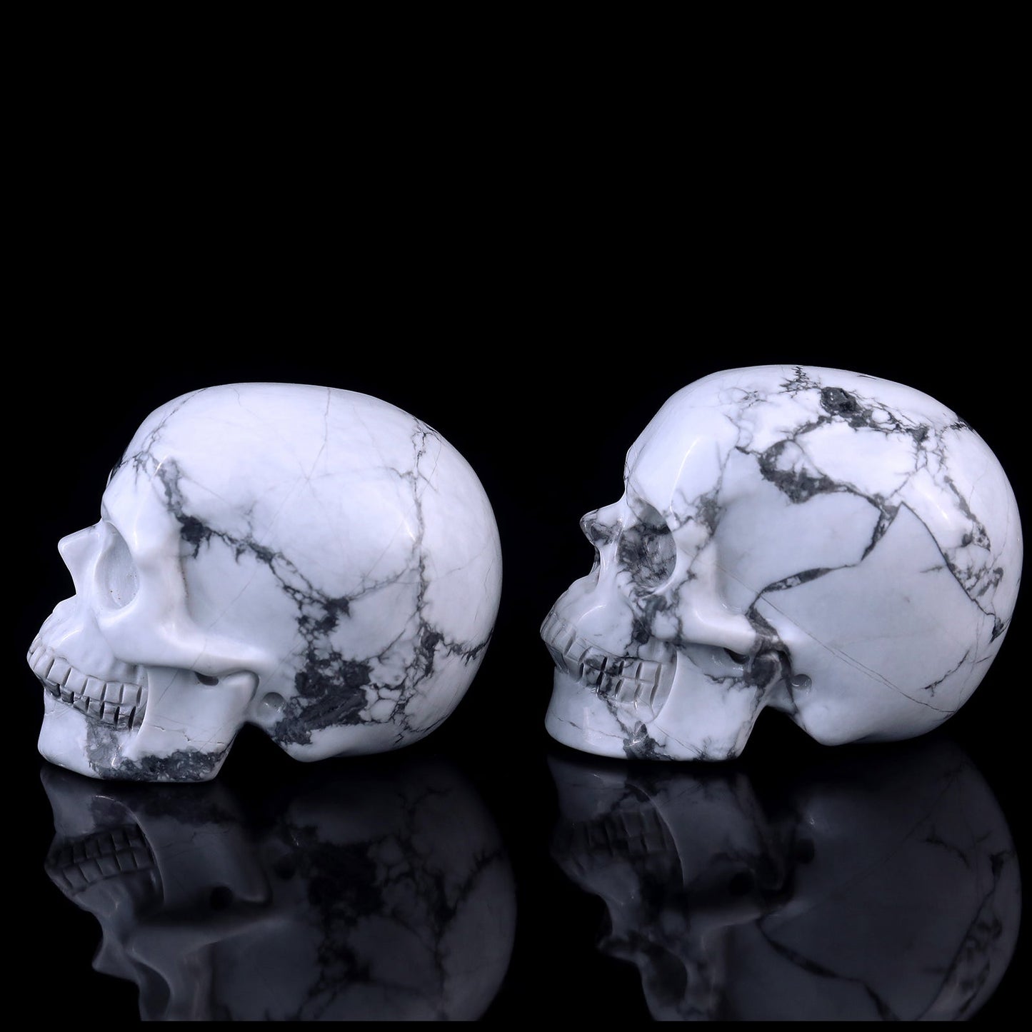 Nicedony 3.0" Howlite Hand Carved Crystal Realistic Skull Sculpture - View 19
