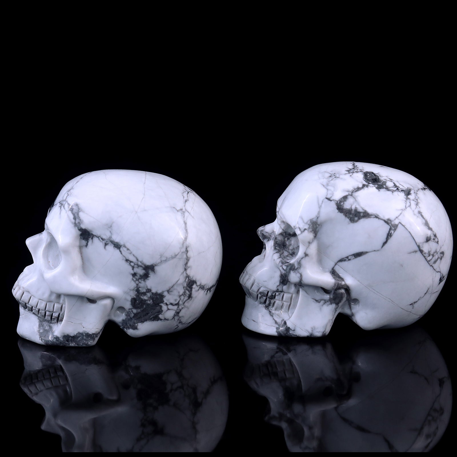Nicedony 3.0" Howlite Hand Carved Crystal Realistic Skull Sculpture - View 19