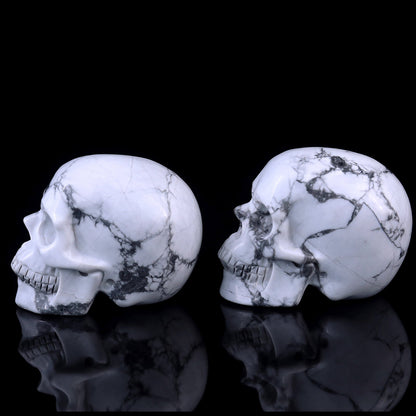 Nicedony 3.0" Howlite Hand Carved Crystal Realistic Skull Sculpture - View 19