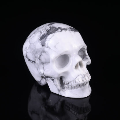 Nicedony 3.0" Howlite Hand Carved Crystal Realistic Skull Sculpture - View 8