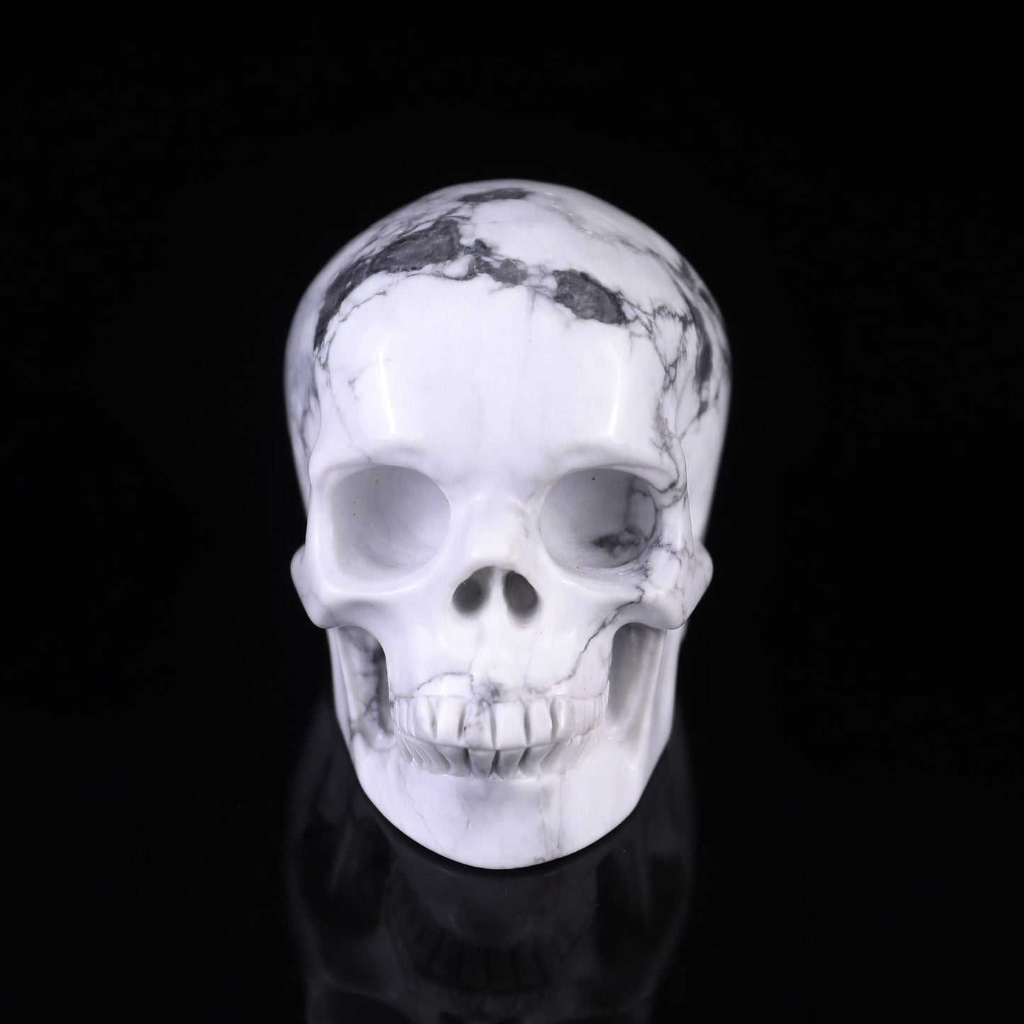 Nicedony 3.0" Howlite Hand Carved Crystal Realistic Skull Sculpture - View 9