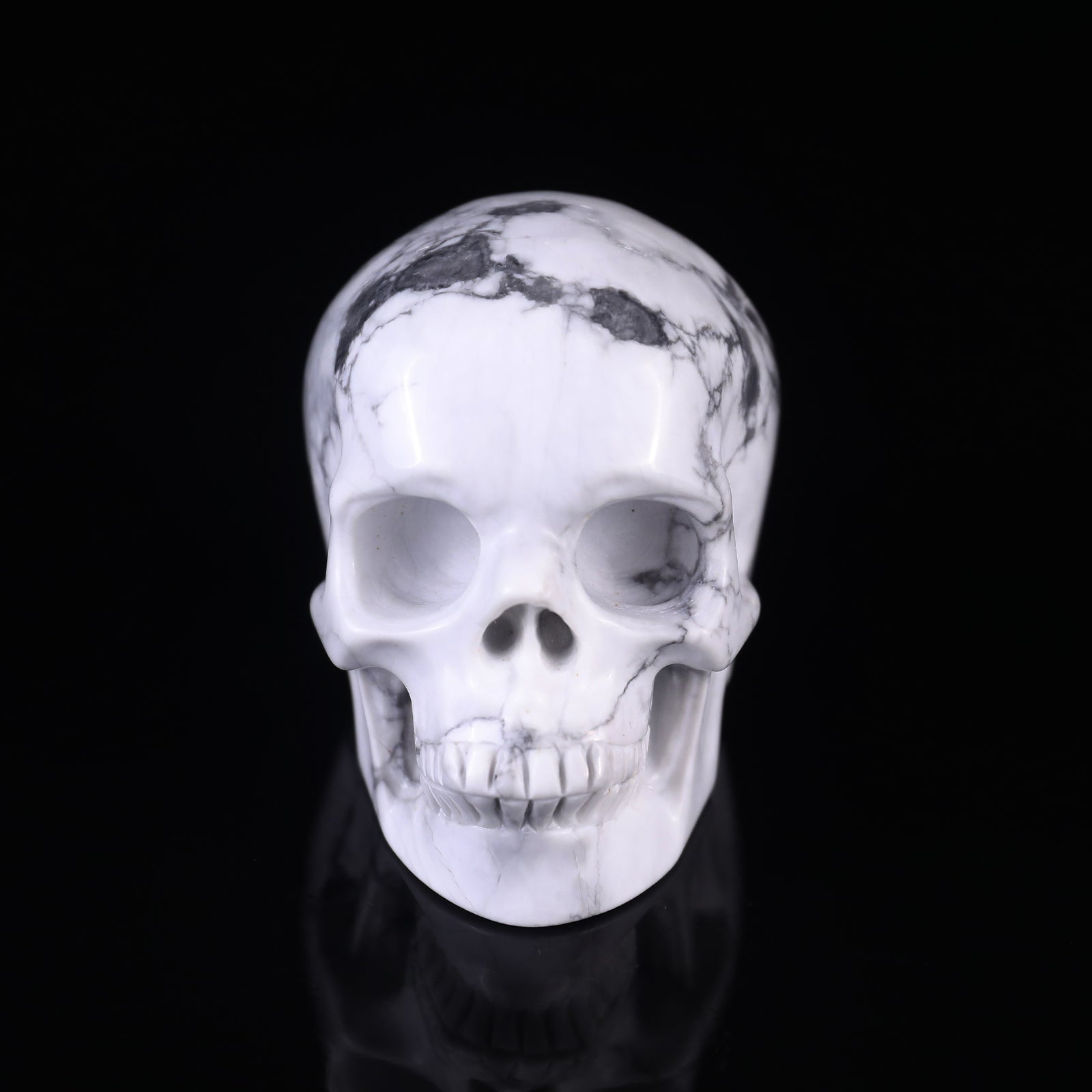 Nicedony 3.0" Howlite Hand Carved Crystal Realistic Skull Sculpture - View 9