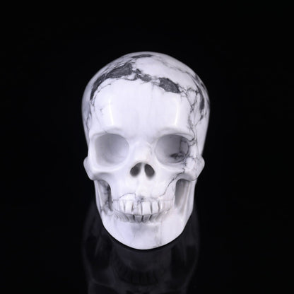 Nicedony 3.0" Howlite Hand Carved Crystal Realistic Skull Sculpture - View 9