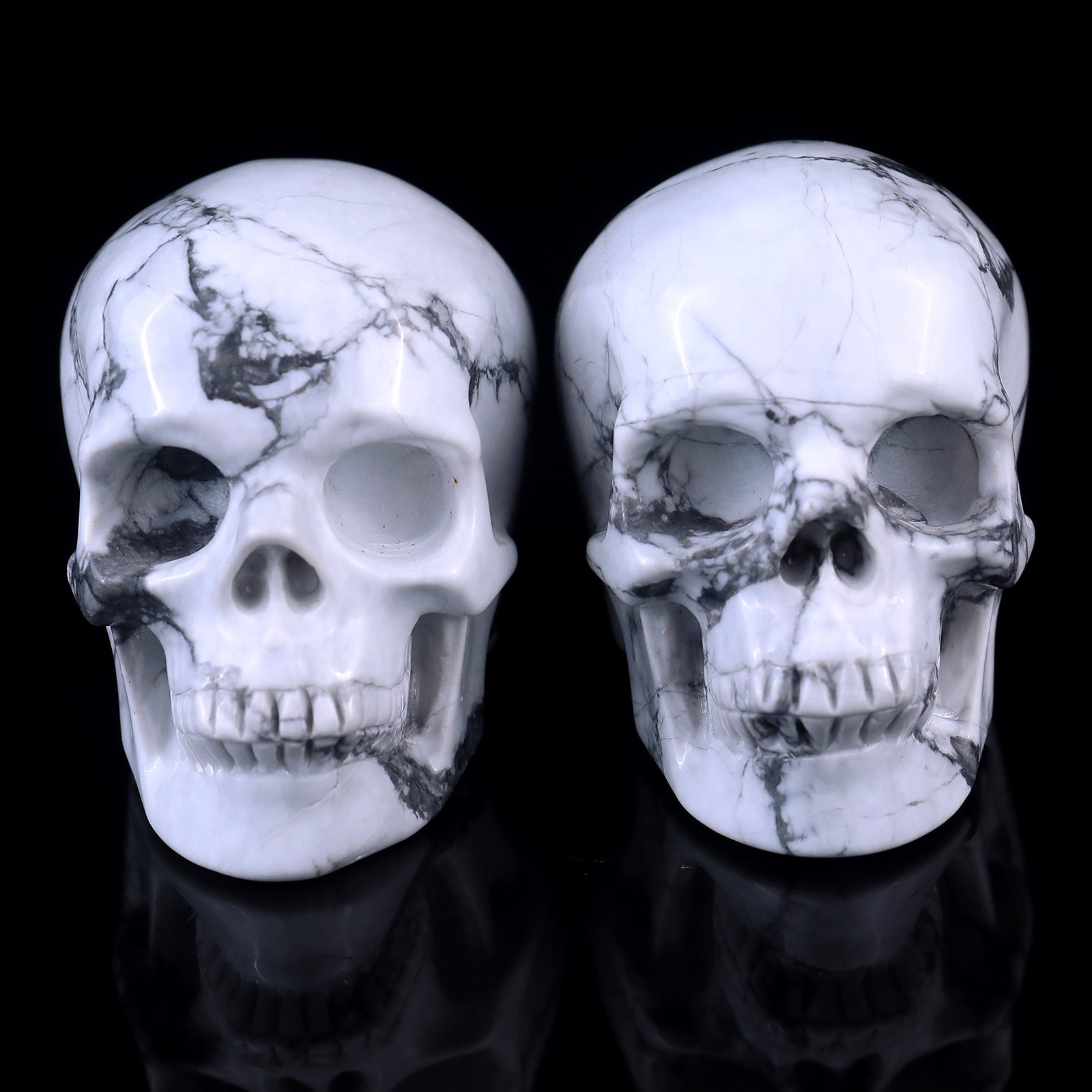 Nicedony 3.0" Howlite Hand Carved Crystal Realistic Skull Sculpture - View 17